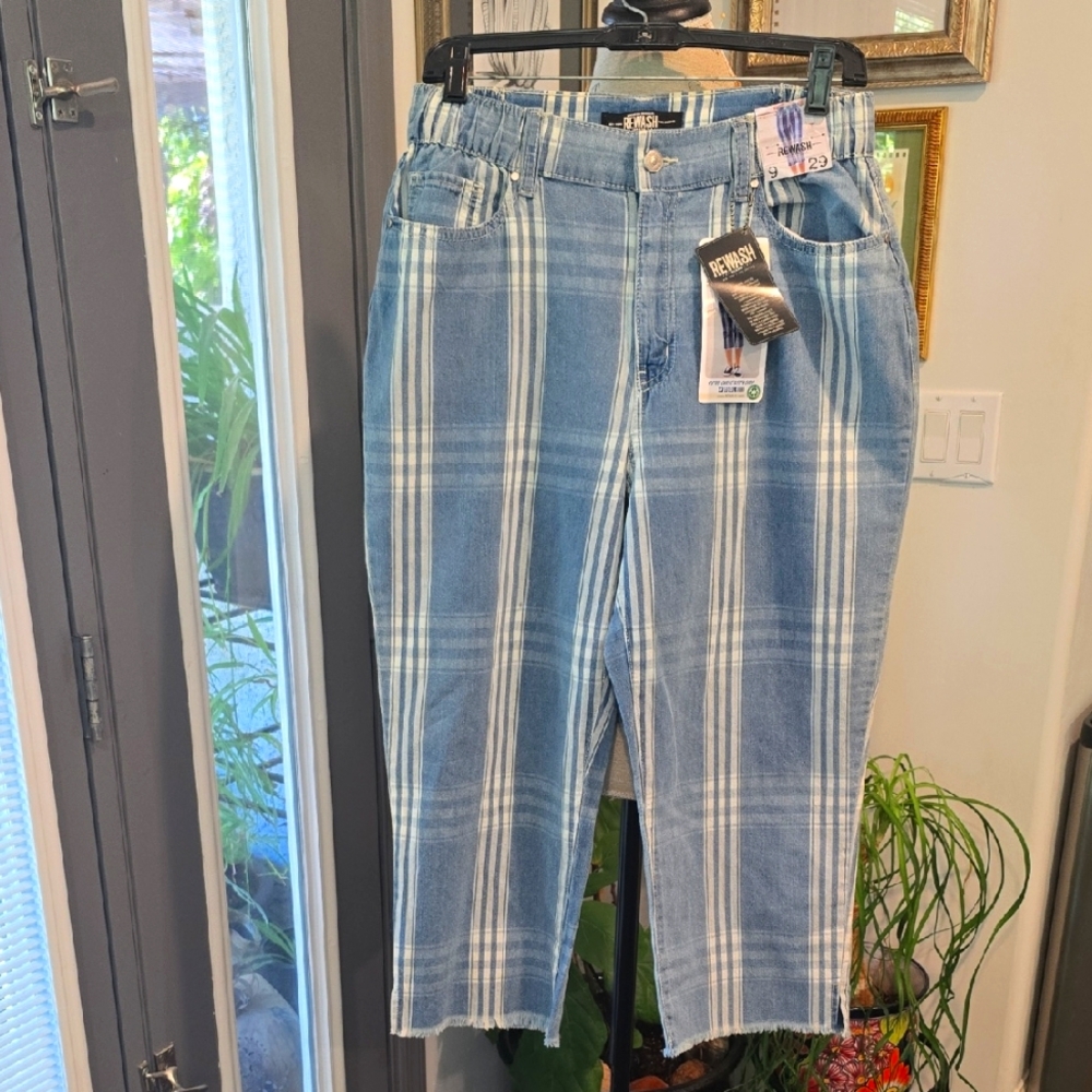 Rewash Light Blue Striped Denim Pants